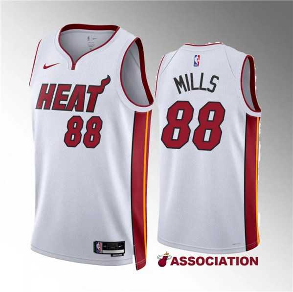 Mens Miami Heat #88 Patrick Mills White Association Edition Stitched Basketball Jersey Dzhi
